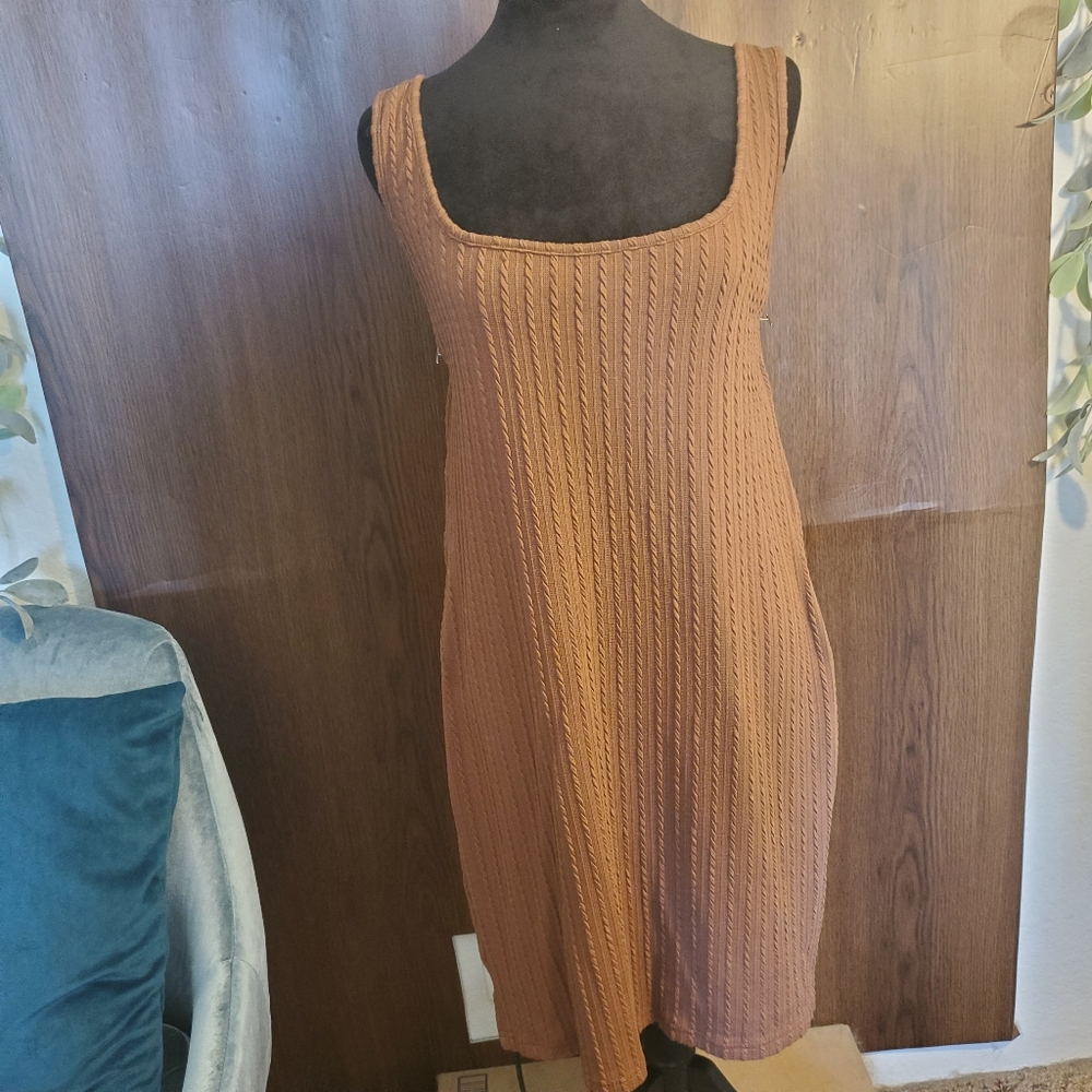❤️❤️❤️ Shein Brown Zip up Tank Dress